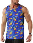 Aturmio Men's Quick Dry Workout Graphic Tank Top Gym Muscle Tee Fitness Bodybuilding Sleeveless T Shirt, Pineapple, Medium