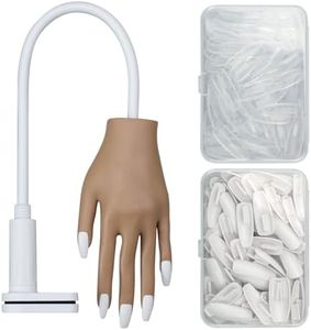 Acrylic Practice Hand Fake Nails Kit, BORNBYME Upgrade Nail Training Adjustable Finger Kits, Fake Nails Hands for Nail Beginner Practice with 200 PCS Nail Tips, White