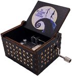 Nightmare Christmas Music Box - Nostalgish - Hand Crank Wooden Musical Boxes Music Box - Unique Gift (Black, Nightmare Christmas)