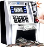 2024 Upgraded ATM Piggy Bank for Kids with Power-Off Memory and Debit Card for Real Money, Onekey Shutdown, Coin Recognition, Target Setting, Bill Feeder, Balance Calculator, Savings Machine Box