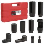 Hromee 10-Piece Oxygen Sensor Socket Set with Thread Chasers, an Injector Socket and Oil Sending Unit Sockets Oxygen Sensor Removal Tool Set 1/2in and 3/8in Sq Drive