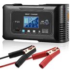 Lierhyt 20 Amp Car Battery Charger, 12V and 24V LiFePO4 Battery Charger (AGM/SLA/Gel/Wet/VRLA…), Trickle Charger for Optimal Performance of Automotive,RV,Lawn Mower,Golf Cart,and Marine Batteries