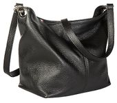 LiaTalia Womens Shoulder Bag - Soft Grained Leather Bag - Medium Size Hobo Handbag Purse Made with 100% Italian Leather - ADAL [Black]