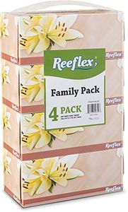 Reeflex Premium Facial Tissues 230 Sheets Per Box, 2-Ply Soft Touch, Gentle and Durable in A Stylish Box - 4 Total Boxes, 920 Sheets Family Pack