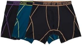 Fruit of the Loom Men's 360 Stretch Boxer Briefs (Quick Dry & Moisture Wicking), Max Flex Zones-3 Pack-Colors May Vary