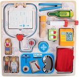 Top Right Toys Wooden Doctor Kit for Kids - Wood Medical Kit Pretend Play Set for Kids and Toddlers, 12 Pieces