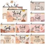 8 Pcs Christian Cosmetic Bags Inspirational Bible Verse Pencil Pouch Motivational Gifts with Bible Verse and Prayers Double Sided Makeup Bags with Zipper Religious Gifts for Friends (Elegant)