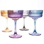 the mask el turko Vintage Colored Wine Glasses 4 Pcs, Colorful Martini Glasses, Champagne, Cocktail, Margarita, Colorful Coupe Glasses, Long Stem Glassware (8.8oz/260ml)