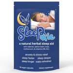 SleePixie Strong Herbal Sleeping Tablets for Adults, Anxiety Relief, Insomnia & Jet Lag Relief, High-Strength Valerian Sleep Aid, Sleep Support Supplement, 30 Vegan Capsules, One Month Supply.