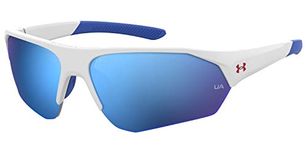 Under Armour Unisex Kid's Ua Playmaker Jr. Sunglasses, Matte White/Blue Multi, 69mm, 9mm