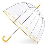 totes Clear Bubble Umbrella with Dome Canopy, Lightweight Design, Wind and Rain Protection, Adults-51, Lemonade, Adults - 51" Canopy, Clear Bubble Umbrella with Dome Canopy, Lightweight Design, Wind