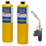 INTERGAS 2X Salvus MAP-HTI Gas Torch Kit – High-Heat MAPP Gas Torch with 360° Swivel Head & 2 MAPP+ Cylinders - Propane Blow Torch for Plumbing, Soldering, Brazing, Welding, HVAC Applications