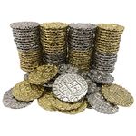 Metal Pirate Coins - Gold and Silver Coin Set - Replica Spanish Doubloons for Board Games, Tokens, Cosplay - Realistic Money Props Pirate Party Decorations Doubloon Replicas with Pouch (100 x 22mm)