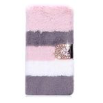 Awenroy Furry Wallet Case for iPhone 6 iPhone 6S Fluffy Handmade Hair Soft and Comfortable Plush Vogue Stylish and Bling Crystal Design Premium Leather Flip Wallet Case - Multicolor