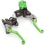 HYEPIVOT Dirt Bike Master Cylinder Levers Brake Set Reservoir Pivot Adjustable Assembly Universal Kit for 7/8” Motorcycle Street Sport Pit Mini Scooter CNC Green