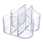 Lillian Tablesettings Cutlery Caddy Organizer 5 Compartment - Silverware Organizer & Napkin Holder - Clear