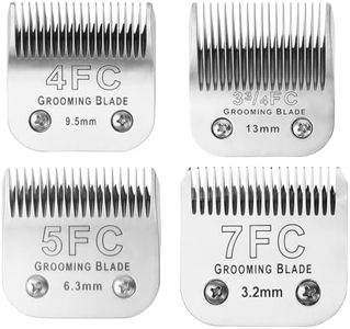 MEMIRY 4FC+5FC+7FC+3-3/4FC Detachable Dog Grooming Blades, Compatible with Andis, Oster A5, Wahl KM10 Series Clippers, Silver (4 Packs)