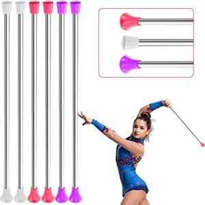 Sumind 6 Pieces 21'' Twirling Batons Unisex Kids' Gymnastics Twirling Baton Dance Baton for Kids Girls Talent Shows, Artistic Dancing, Baton Twirling, Pink, White, Purple