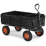 VonHaus Garden Cart – Trolley, Trailer, Truck, Utility Wagon with Wipe Clean Lining, Mesh Panels, Steel Frame, 600kg Weight Capacity – Heavy Duty for Outdoors, Festivals, Tools, Plants, Logs, Camping