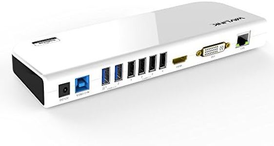 WAVLINK Estación de acoplamiento universal USB 3.0 para laptop, pantalla de video dual HDMI y DVI/VGA, Gigabit Ethernet, audio, 6 puertos USB para Windows, Chromebooks-blanco
