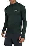 TCA Men's Cloud Fleece 1/4 Zip Thermal Workout Gym Running Top with Zip Pocket and Thumbholes - Deep Forest, XXL