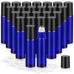 10ml Roller Bottles 24Pack Cobalt Blue Thick Glass Essential Oil Roller Bottles Stainless Steel Roller Ball with 2 Droppers