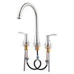 PARLOS 2-Handle Widespread High Arc Roman Bathtub Faucet Tub Filler with Valve & Faucet Supply Lines, 2 Way Water Taps, Bathroom Fittings, Brushed Nickel, Demeter 1436202