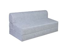 COZY COMFORT Folding Sofa Cum Bed with Cushion for Home & Living Room | Mattress- Perfect for Guests | Jute Fabric I Foldable (Grey, 4 * 6 Feet)