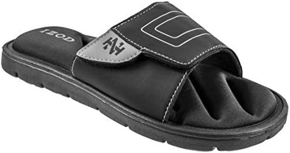 IZOD Men's Stephen Adjustable Sport Slide Sandal with Memory Foam, Men's Size 7-8 to Men's Size 13-14 (Black, Numeric_13)
