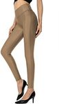 SANTINY Women's Faux Leather Leggings Pants Stretch High Waisted Tights for Women (Beech Wood25.5_M)