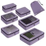 ECOHUB Packing Cubes 7 Set Tear-Resistant Packing Cubes Travel Organizer with ID Tag for Carry On Luggage Machine Washable Suitcase Organizer Bags Travel Cubes(Purple)