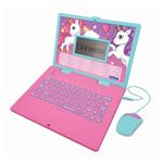 LEXIBOOK JC598UNIi1 Unicorn Educational and Bilingual Laptop French/English-Toy for Children with 124 Activities to Learn Mathematics, Dactylography, Logic, Clock Reading, Play Games and Music, Pink