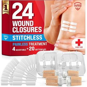 Emergency Wound Closure Strips - 24pk - 3 Types Easy to Use Butterfly Bandages - Stitchless & Painless Laceration Closure Kit