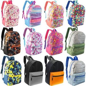 24-Pack 17" School Backpacks for Kids - Backpacks in Bulk for Elementary, Middle, and High School Students, 24 Assorted Colors