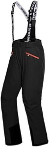 fit space Women's Insulated Ski Pants Waterproof 15,000mm Removable Suspenders Winter Snow Snowboarding (Black,XX-Large)