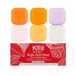 Koji White Kojic Acid Skin Brighten&Glowing Soap, Gift Set for Women with Papaya, Glutathione, Vitamin C, Collagen, Charcoal for Dark Sport, Hydrating Facial&Body, Not Tested on Animals, 2.8 Oz(6Bars)