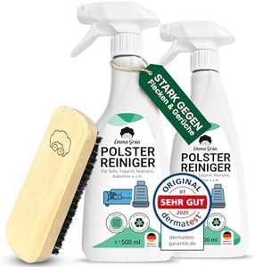 Emma Grün® Polsterreiniger für Sofa, Teppich, Matratze & Autositze 2x500ml – Fleckenentferner inkl. Bürste zur Polsterreinigung im Auto & Haushalt – Textilreiniger gegen hartnäckige Flecken & Gerüche