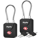 TSA Luggage Locks with Keys, [2 Packs] [4 Keys] Diyife High Security Suitcase Padlocks with Keys, Flexible Long Shackle TSA Lock Small Suitcase Locks for Travel Suitcases Luggage Bag Case (Black)