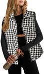 Zeagoo Women Puffer Vest Lightweight Stand Collar Sleeveless Winter Warm Zip Up Padded Outerwear Jackets with Pockets Black White Plaid M