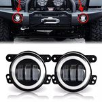 SKUNTUGUANG 2PCS 4 inch Round Black 30w Led Fog Lights with Halo Ring DRL for Wrangler