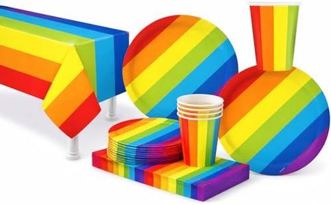 Serves 30 Complete Party Pack Rainbow Party Supplies 9" Dinner Paper Plates 7" Dessert Paper Plates 9 oz Cups 3 Ply Napkins 2 Table Cover Rainbow Party Supplies Rainbow Party Theme
