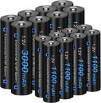 CITYORK 16 Pack 1.2V AA AAA Rechargeable Batteries, 8 PCS AA 3000mAh with 8-Pack AAA 1100mAh 1.2V Ni-MH Low Self Discharge Rechargeable Batteries with 2 Pcs Battery Case Organizer