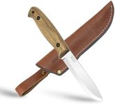 BPS Knives BS2FTS - Full Tang Bushcraft Knife With Leather Sheath - Survival Tactical Knife - Camping Knives - Outdoor Knife - Fixed-Blade Carbon Steel Knife - Utility Knife - Wood Handle Knife