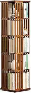 MLYY 3/5 Tiers Revolving Bookshelf, Brown Bamboo Student Bookcase - Floor Standing Bookshelves Storage Organizer Cabinet Rack (Size : 5 Layer(37x37x149cm))