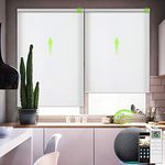 Yoolax Motorized Blinds with Remote, Light Filtering Smart Shades Work with Alexa Google Home, Automatic Blinds for Windows Custom Blinds for Living Room（50% Blackout Pure White）