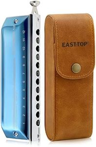 East top Upgrade Chromatic Harmonica 12 Hole 48 Tone Key of C, Chromatic Mouth Organ Harmonica For Adults,Students and professionals with Blue Cover (EAP-12)