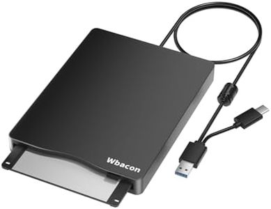 Wbacon USB Floppy Disk Drive, External 3.5inch Floppy Disk Reader for PC, Laptop, and Desktop Computers Compatible with Windows 10/8/7/2000/XP