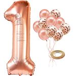KatchOn, Rose Gold 1 Balloon for First Birthday - Big, 40 Inch | One Balloon for First Birthday Balloons | First Birthday Decorations for Girl | Number 1 Balloons for 1st Birthday Girl Decoration