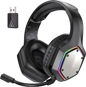 EKSA E1000WT USB Wireless Gaming Headset, 2.4GHz Gaming Headphones with Microphone for PC, PS5, PS4, Switch, 7.1 Surround Sound Gaming Headset, RGB Light, 3.5mm Wired Laptop Headset