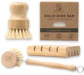 Zero Waste MVMT Dish Washing Bundle Kit | Eco-Friendly Dish Soap, Cedar Soap Tray, Wood Dish Brush, Bamboo Pot Brush | Organic, Vegan, Non-Toxic Dish Soap | 4pc. Set